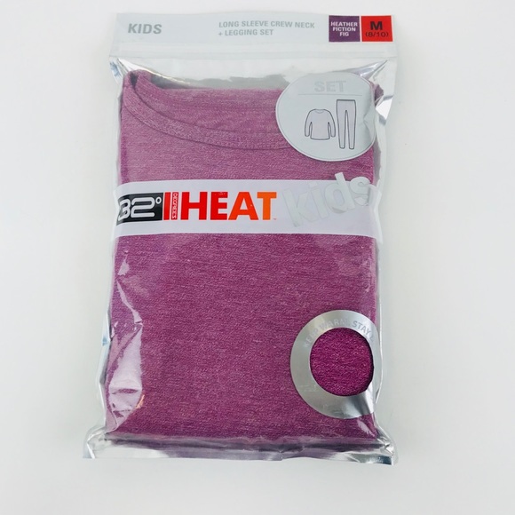 32 Degrees Heat Kids Baselayer Longsleeve Crew Neck Set 8//10 Medium Black